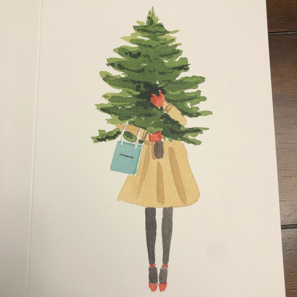 Set of 8 Tiffany Christmas Cards - Girl with Tree - Picture 6 of 9